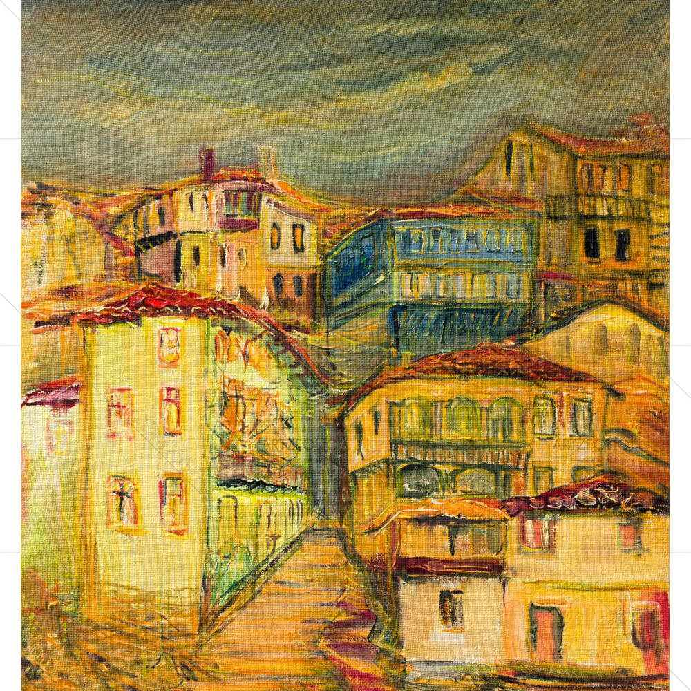 Old Vivid Village Houses — custom-size art design 5002441