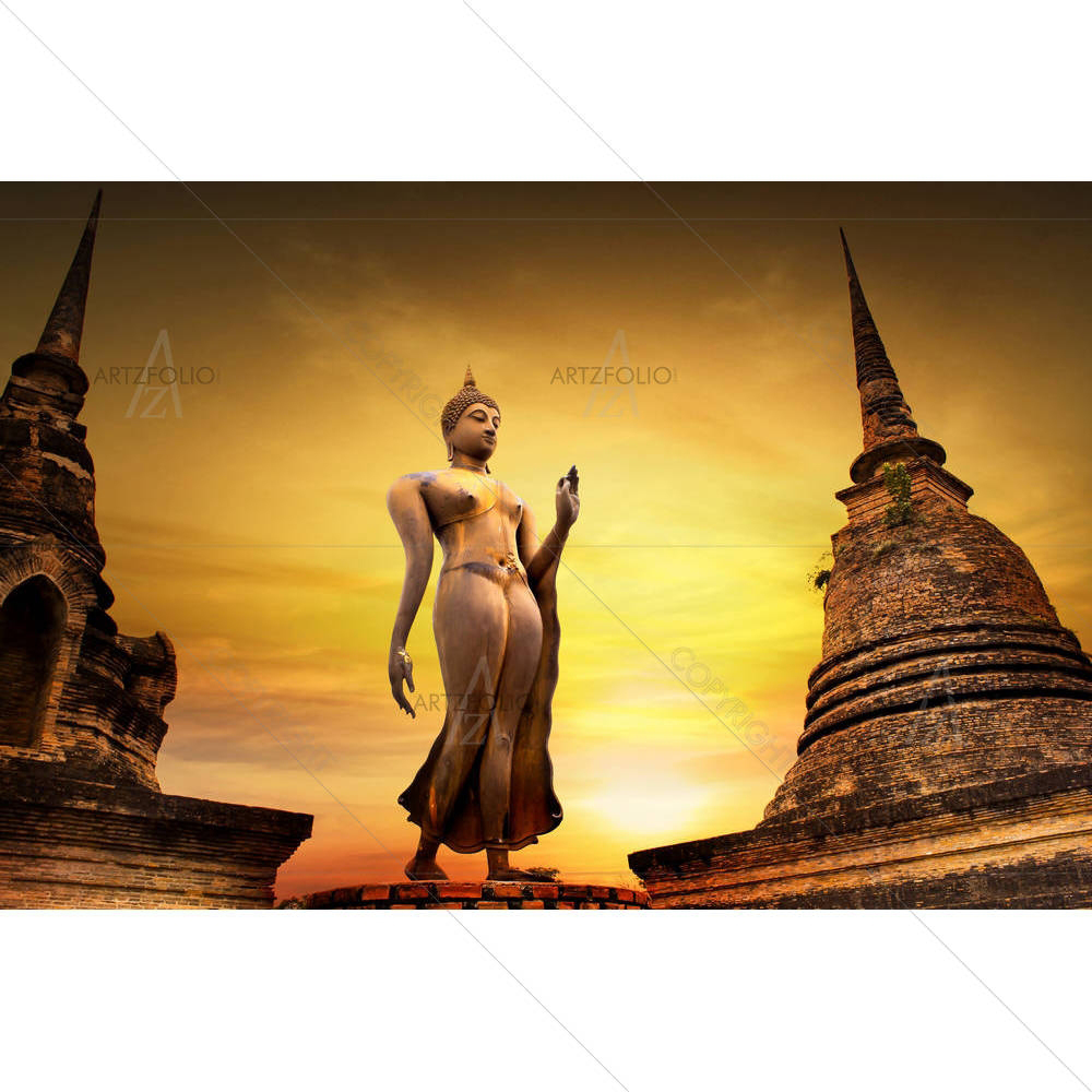 Ancient Buddha in Sukhothai Park Thailand — custom-size art design 5002461
