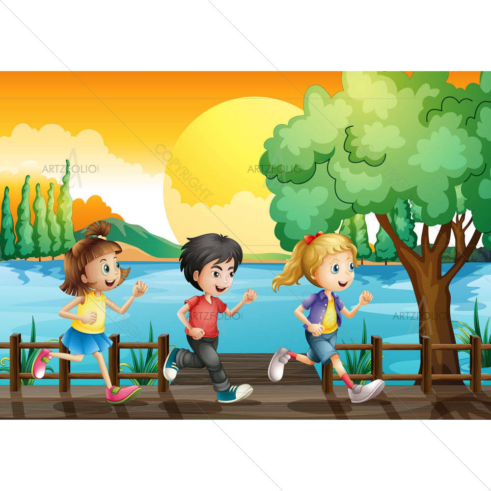 Kids Running At The Port — Baby custom art by ArtzFolio