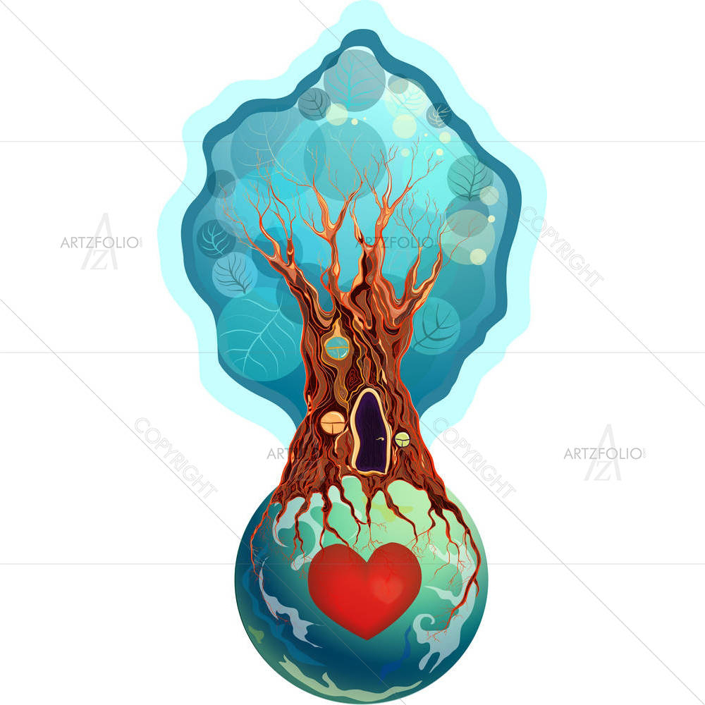 Tree House On The Planet — Botanical custom art by ArtzFolio