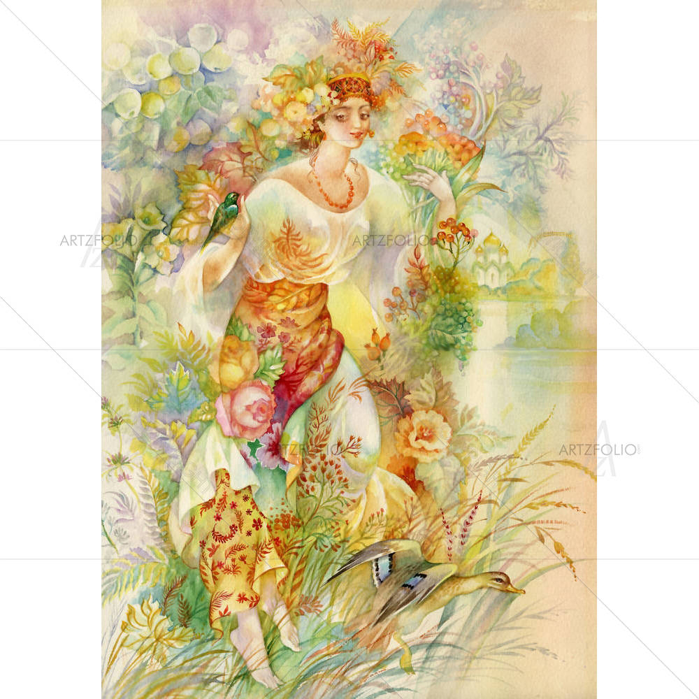 Young Woman In Ukrainian Costume — custom-size art design 5002478