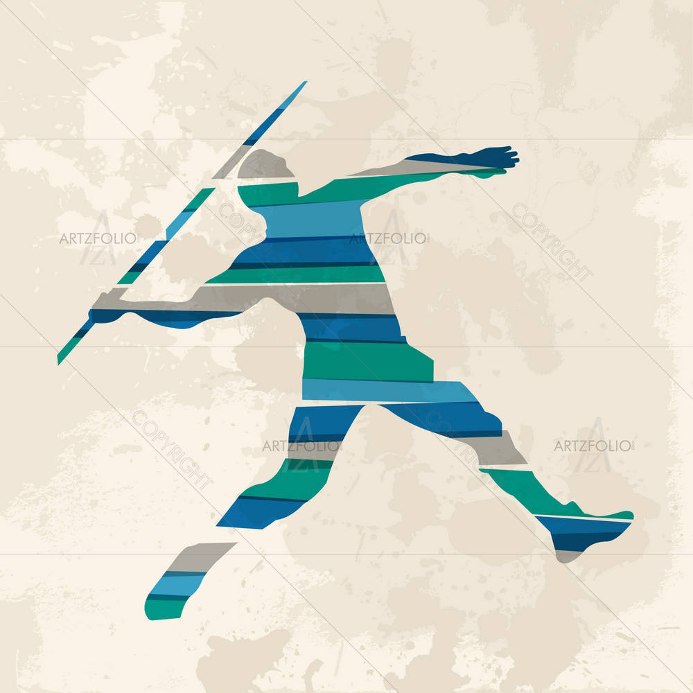 Transparent Bands Javelin Thrower Sportsman — custom-size art design 5002487
