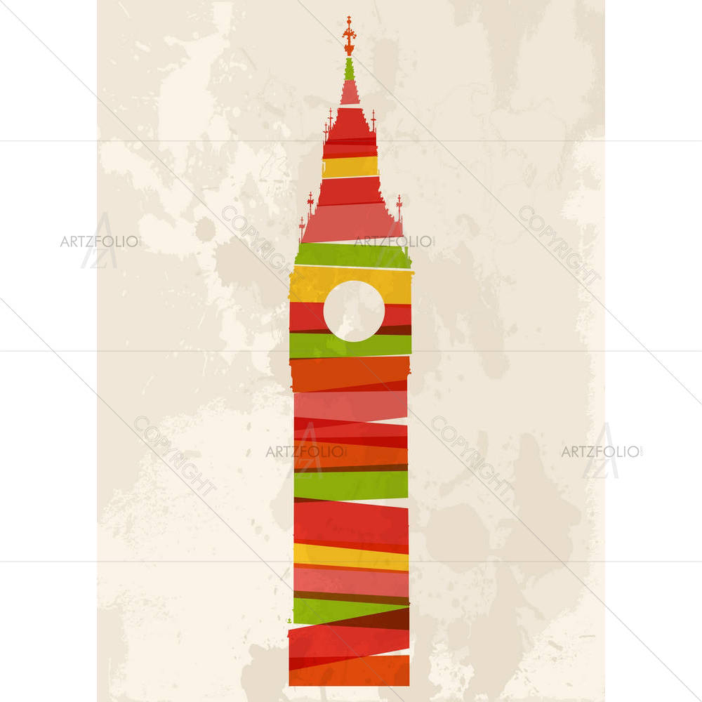 Transparent Bands Big Ben London City — custom-size art design 5002488