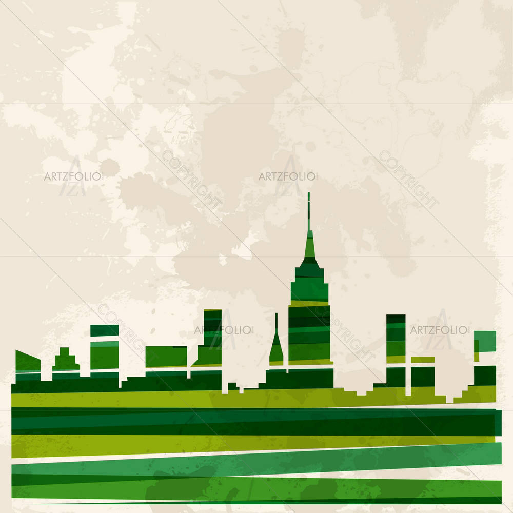 Transparent Bands Green Concept City — Ancient custom art by ArtzFolio