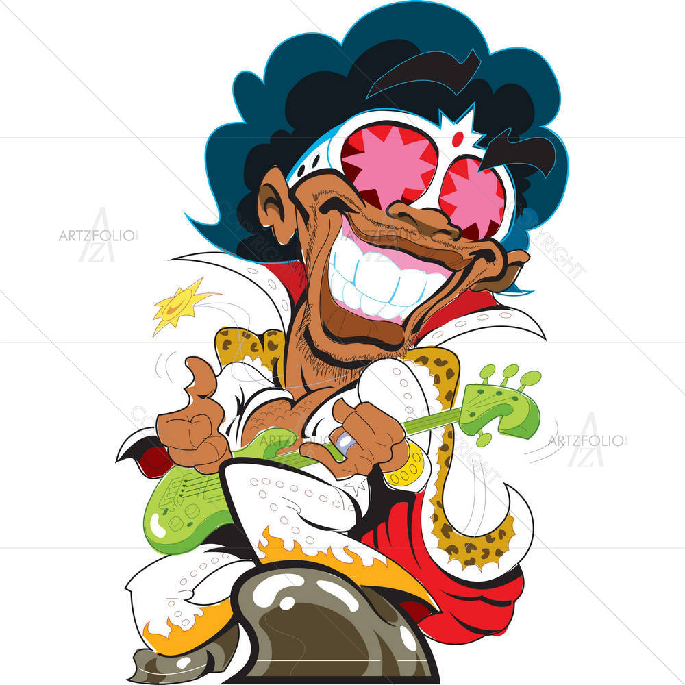 Super Funky Smiling Bass Player — custom-size art design 5002507