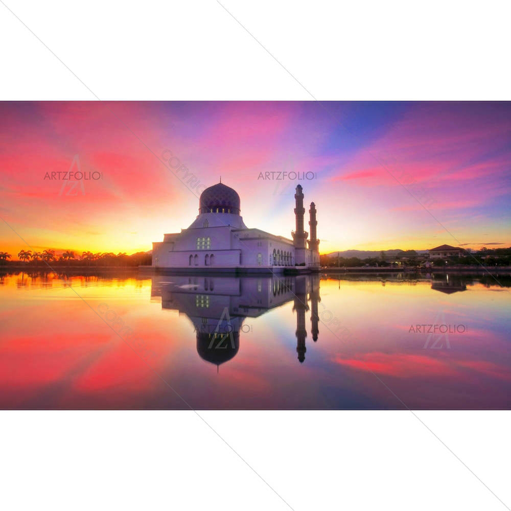 Mirror Reflection Of Likas Mosque — Devotional custom art by ArtzFolio