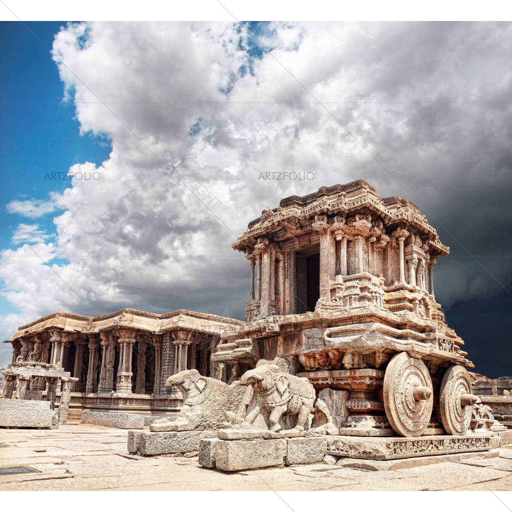 Stone Chariot In Vittala Temple Hampi Karnataka — custom-size art design 5002523