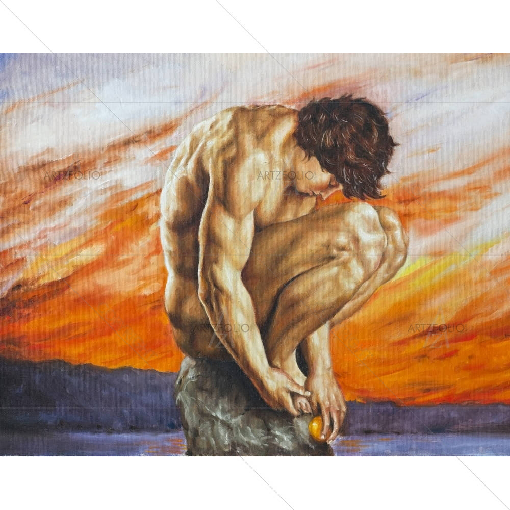 Boy Who Crouches — custom-size art design 5002534