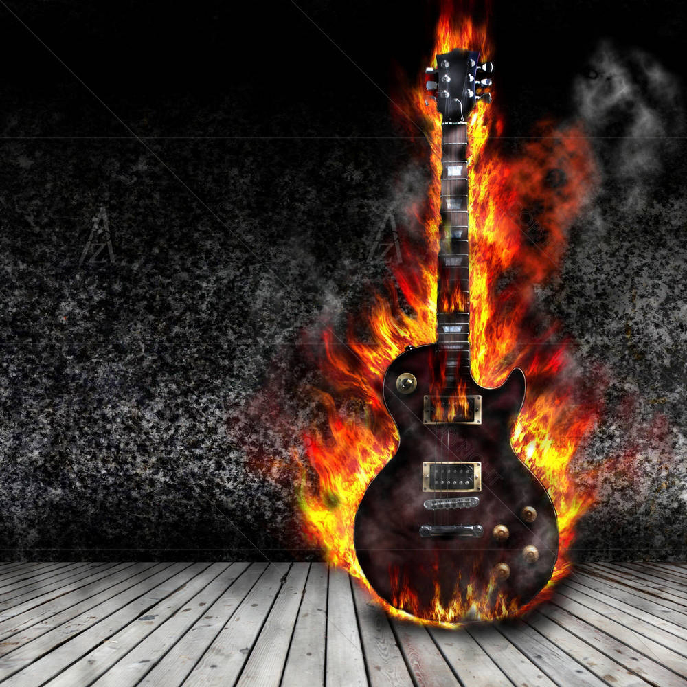 Burning Guitar — custom-size art design 5002556