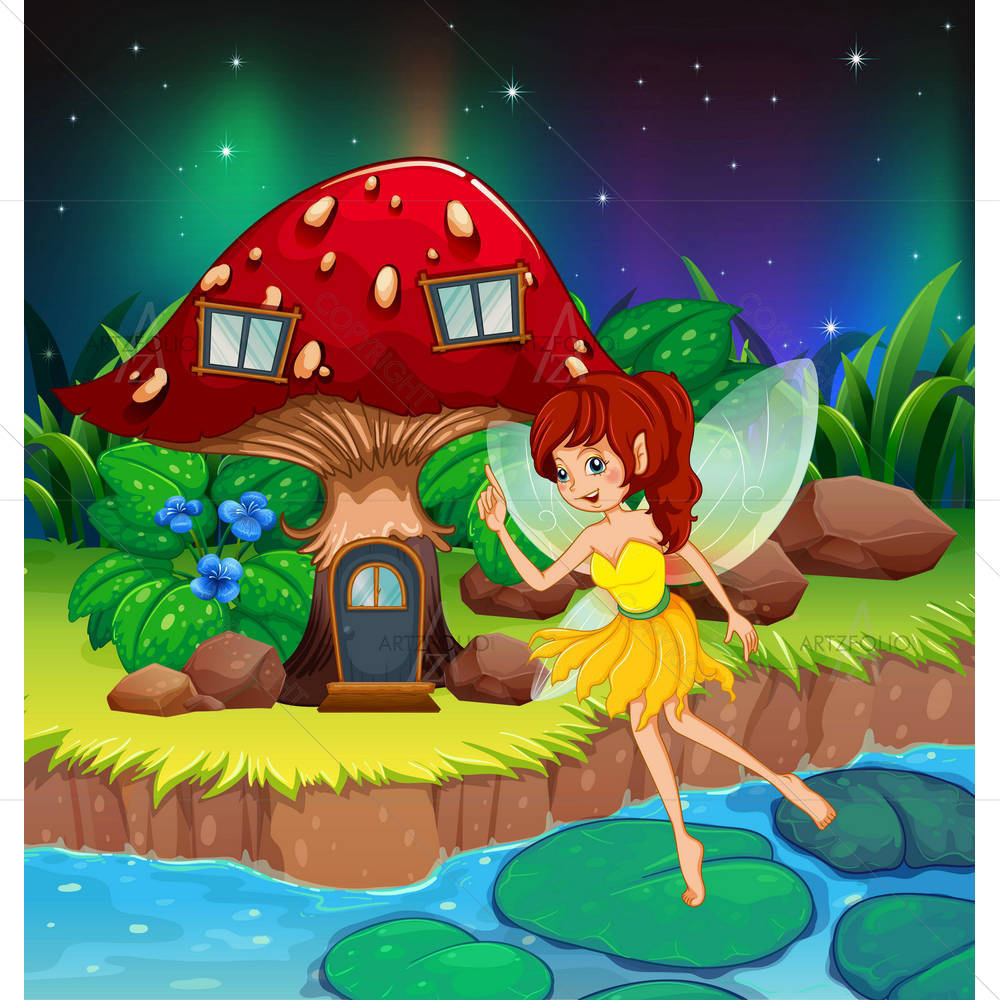 Fairy Near The Red Mushroom House — Devotional custom art by ArtzFolio