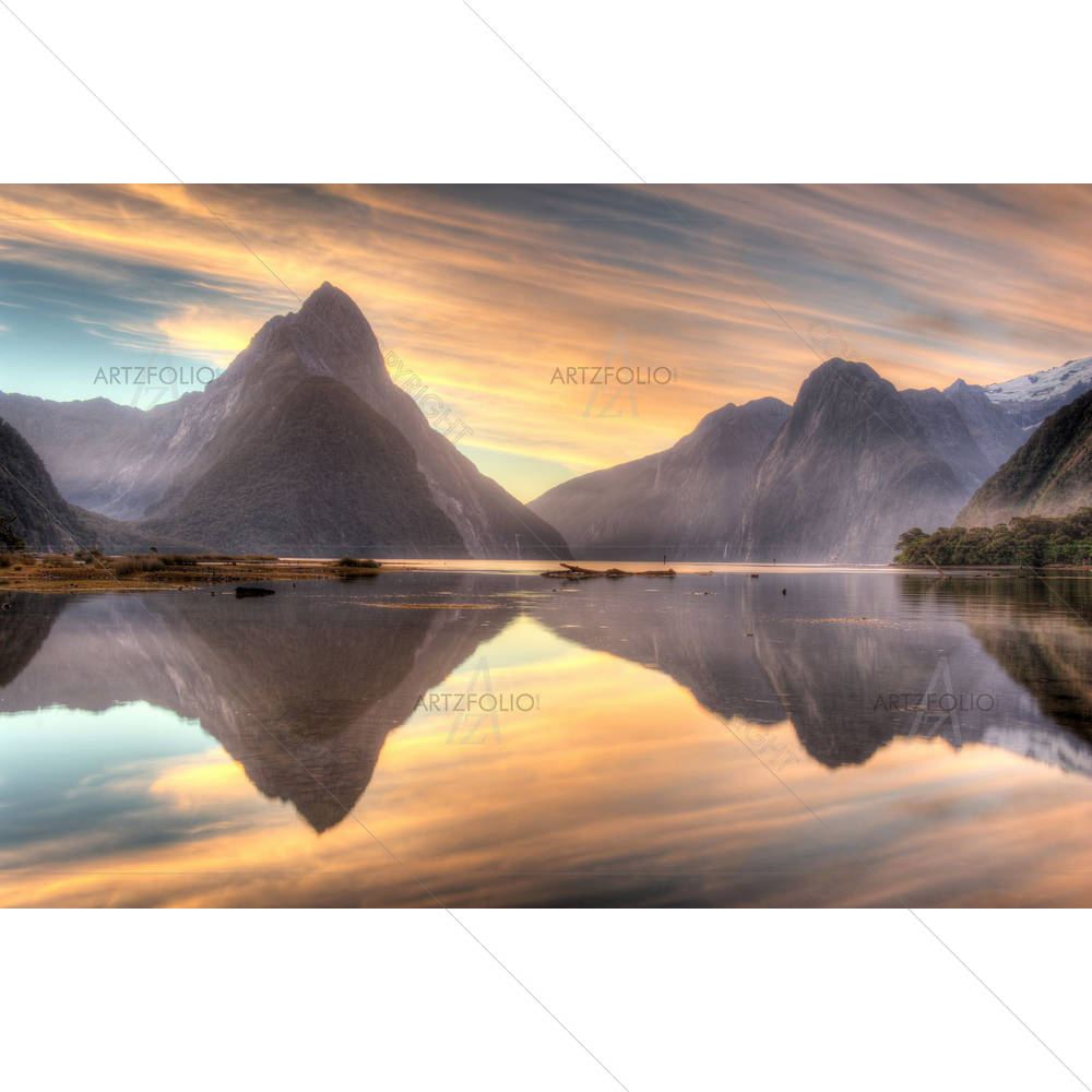 Mountain Glacier At Milford Sound New Zealand — custom-size art design 5002573