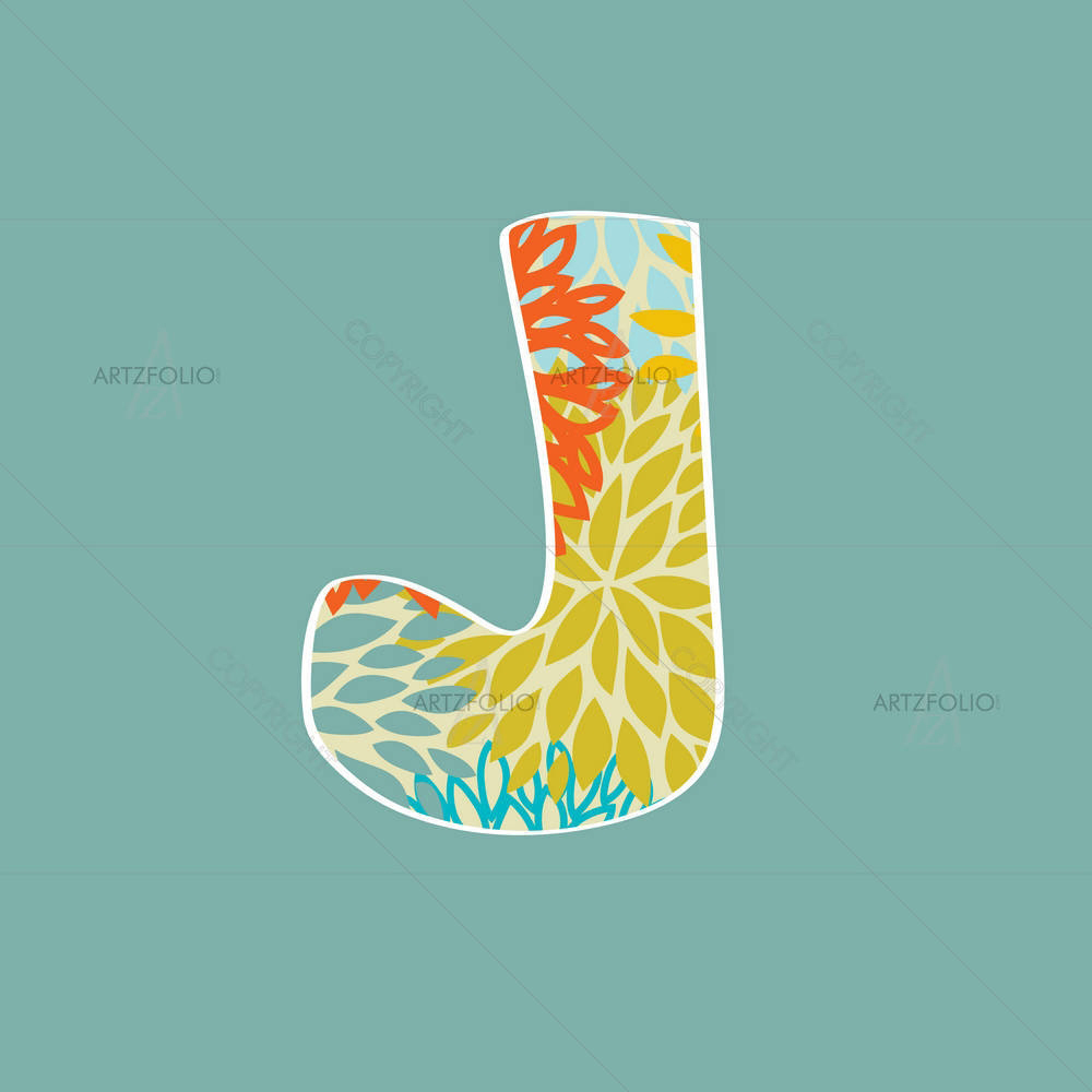 Floral Letter J — custom-size art design 5002615