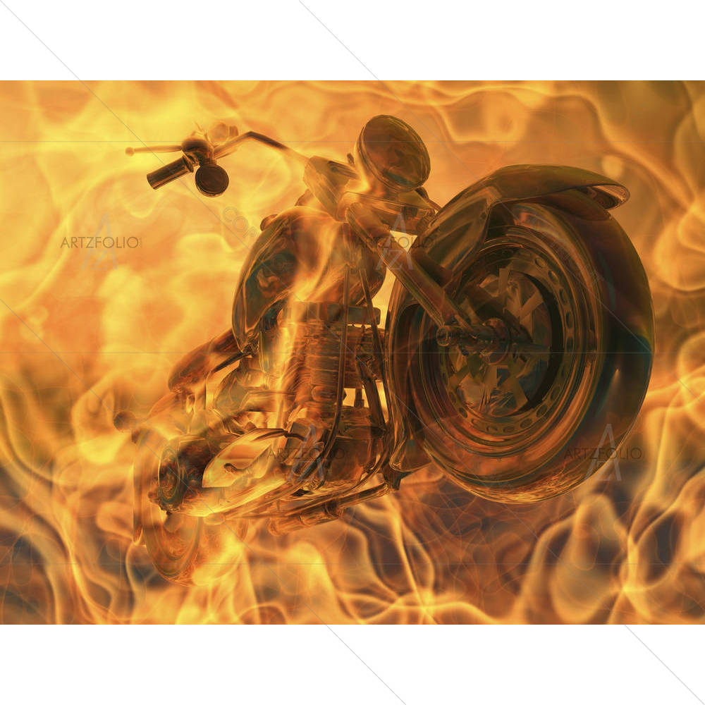 Motorcycle In Flames