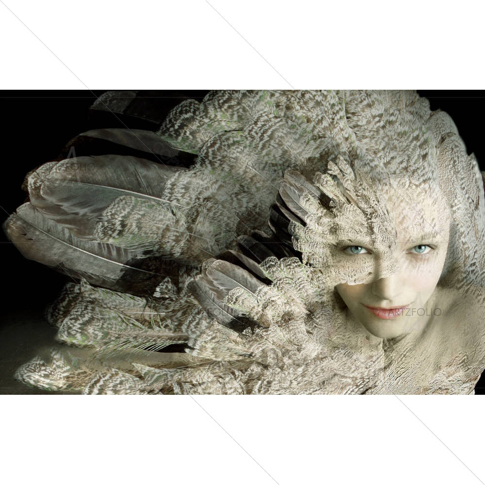 Portrait Of A Girl With Plumage D1 — custom-size art design 5002641