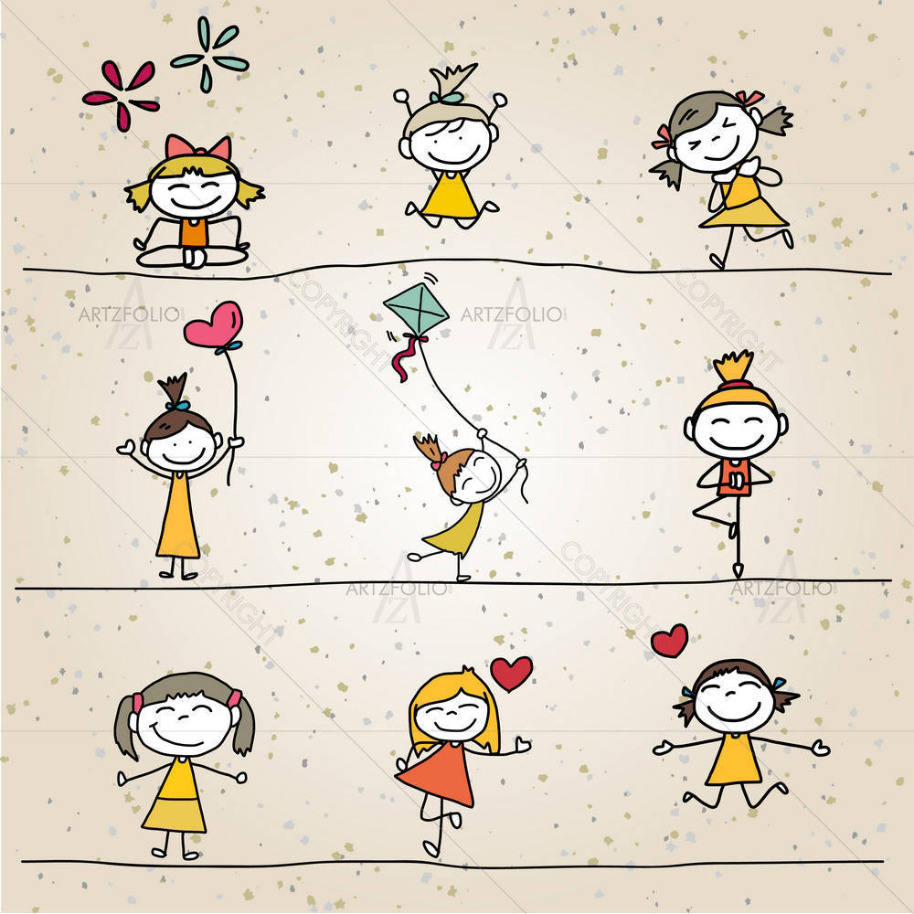 Happy Kids Cartoon — Animated Cartoons custom art by ArtzFolio