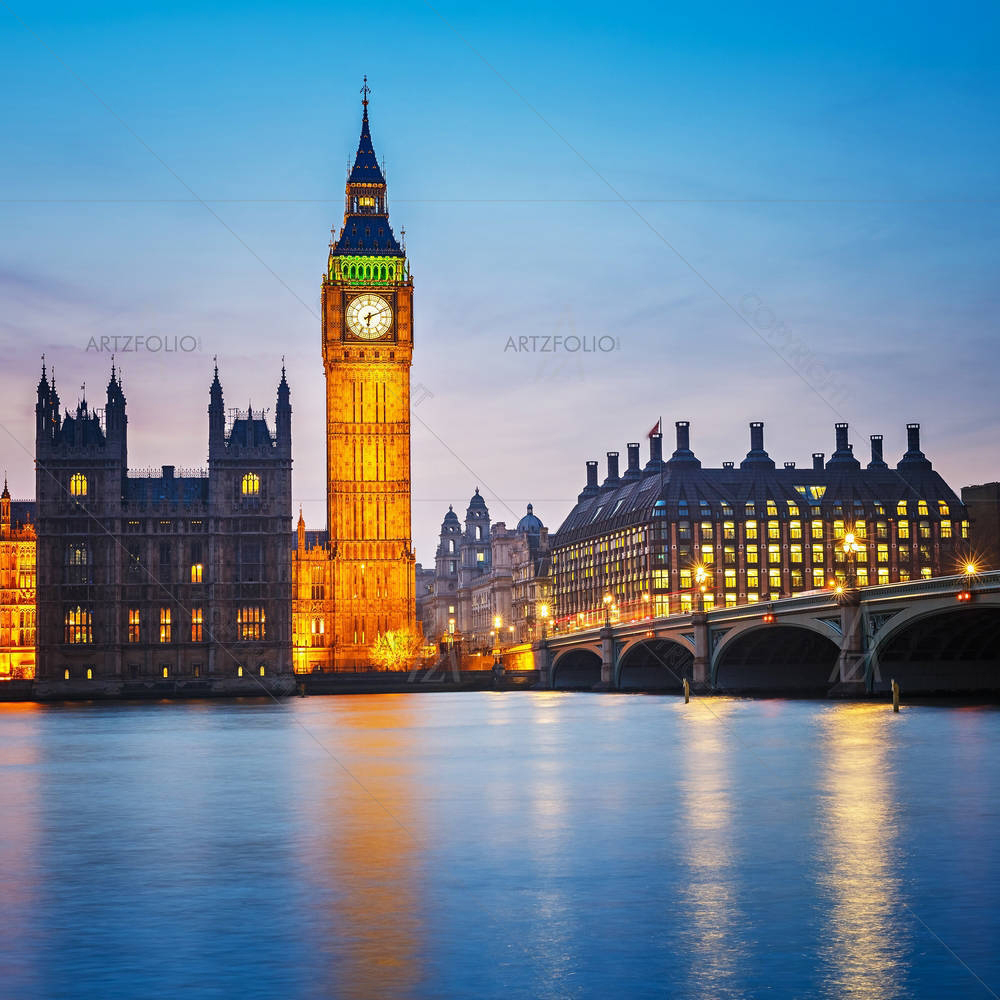 Big Ben & Houses Of Parliamentnlondon Uk — Ancient custom art by ArtzFolio