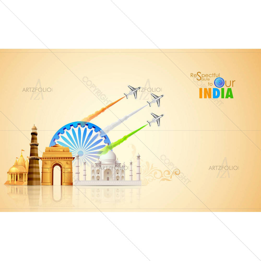 Airplane Making Indian Flag — custom-size art design 5002660