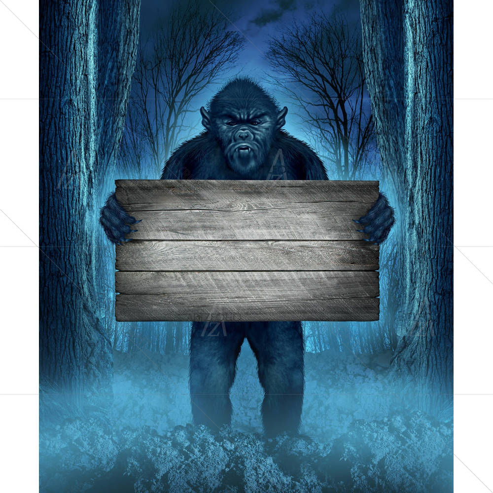 Monster Holding A Rustic Wood Sign — custom-size art design 5002661