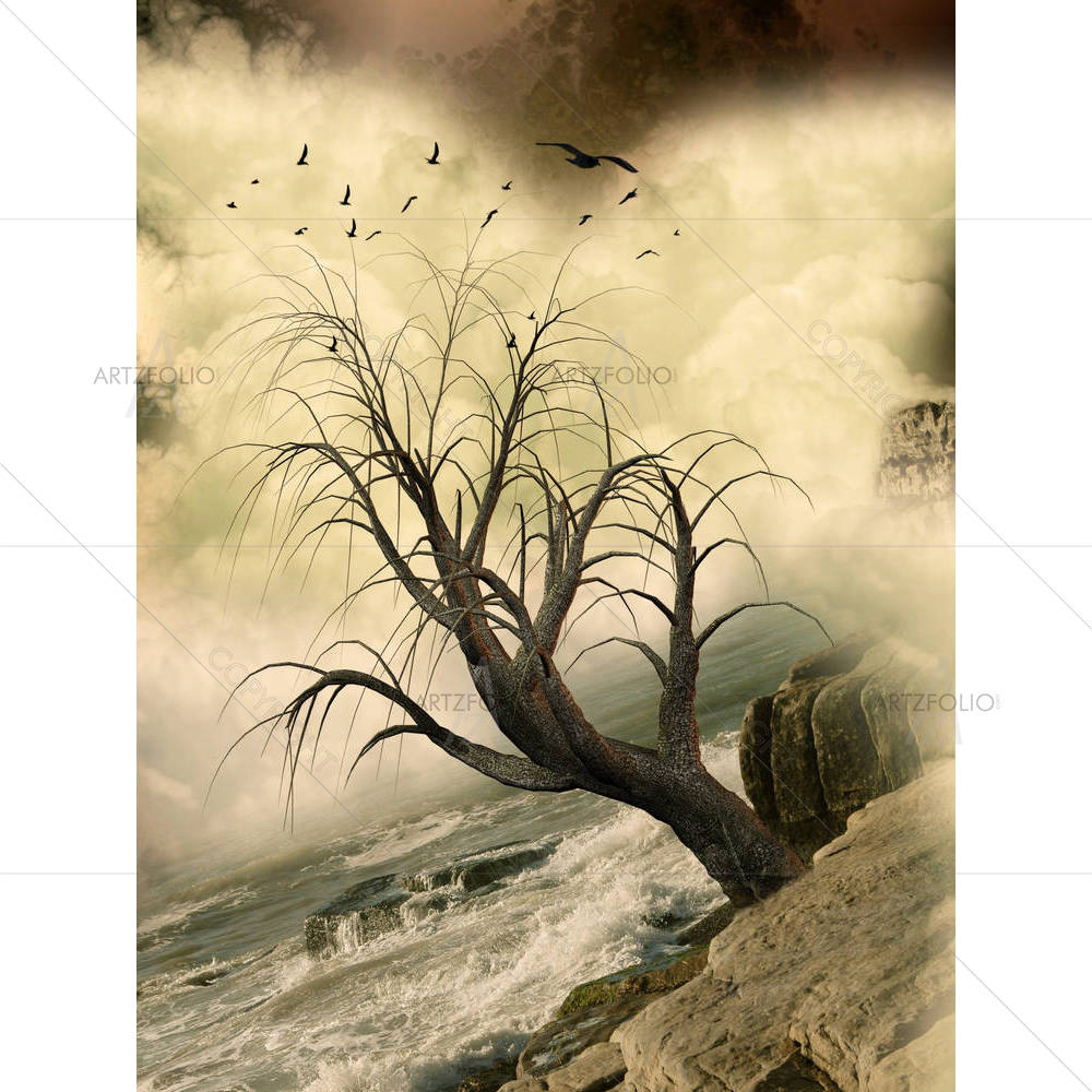 Lonely Tree In The Ocean — custom-size art design 5002668