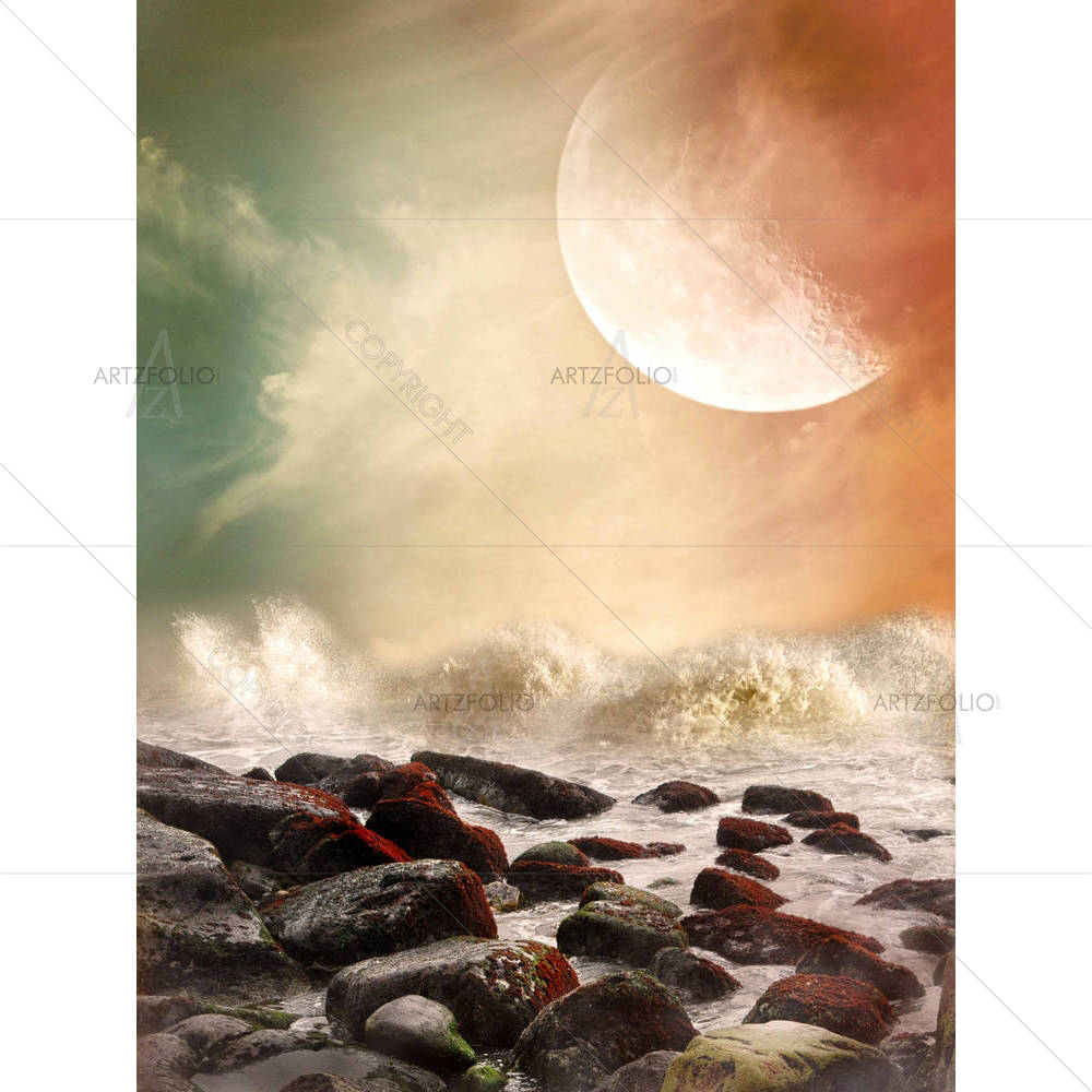 Fantasy Landscape In The Ocean With Rocks — Books custom art by ArtzFolio