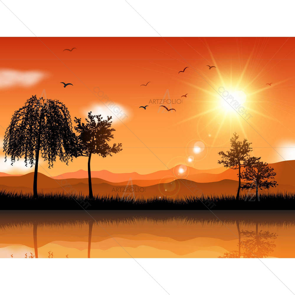 Sunny Landscape Scene — custom-size art design 5002678