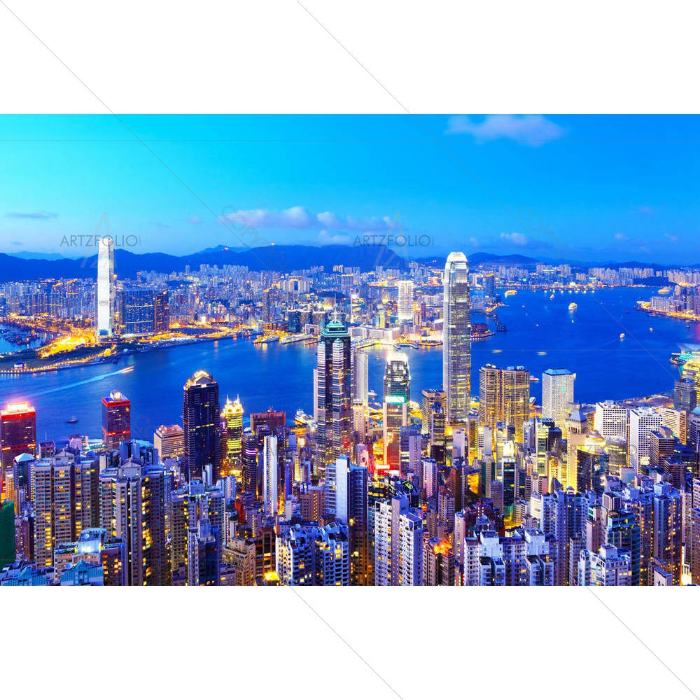 Hong Kong Skyline At Night — custom-size art design 5002679
