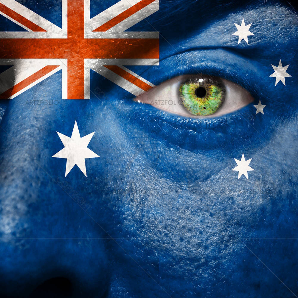 Australian Flag Painted On Face — custom-size art design 5002683