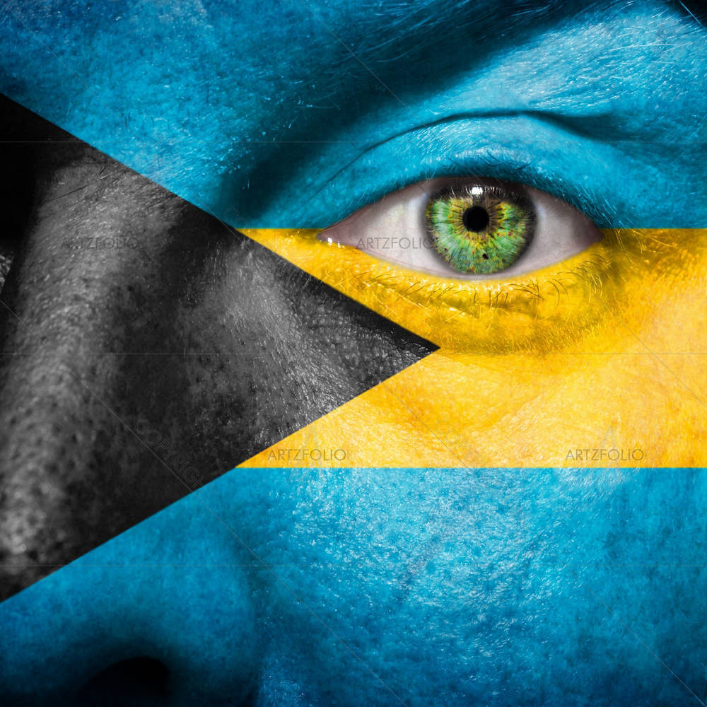 Bahamian Flag Painted On Face — custom-size art design 5002684