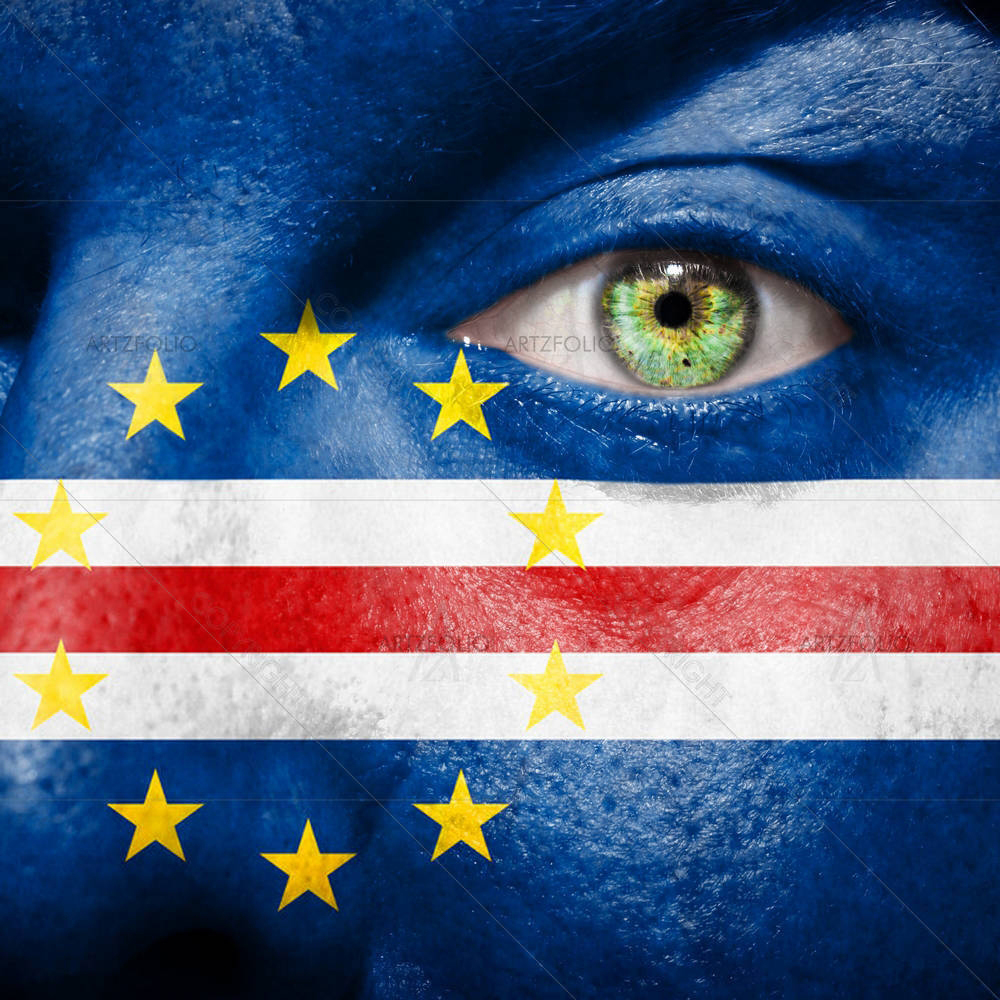 Cape Verdean Flag Painted On A Face — Countries custom art by ArtzFolio
