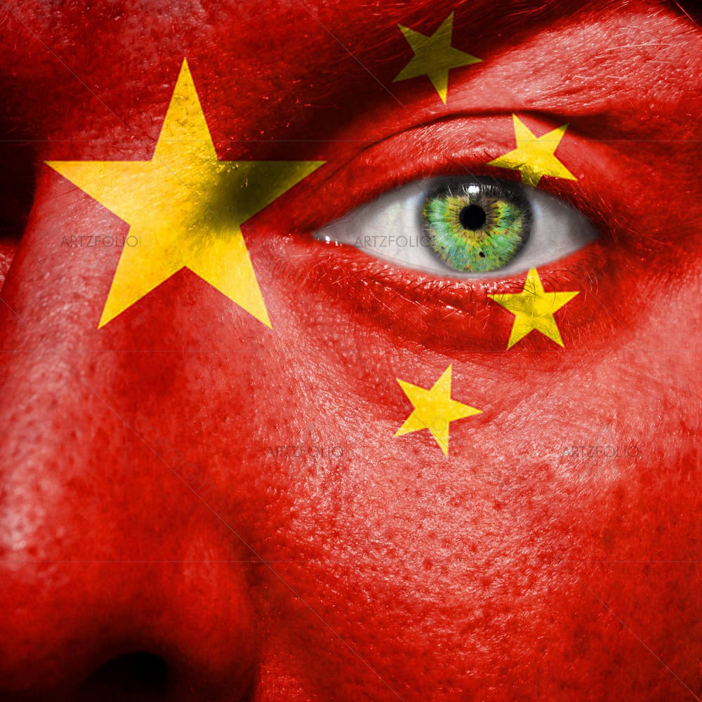 Chinese Flag Painted On A Face — custom-size art design 5002686