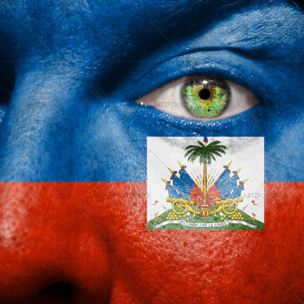 Haitian Flag Painted On A Face — Countries custom art by ArtzFolio