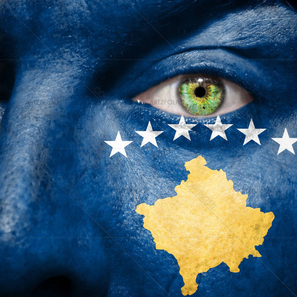 Kosovo Flag Painted On A Face — custom-size art design 5002688