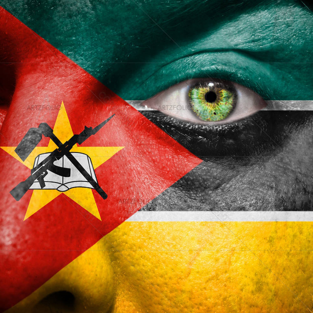 Mozambique Flag Painted On A Face — African custom art by ArtzFolio