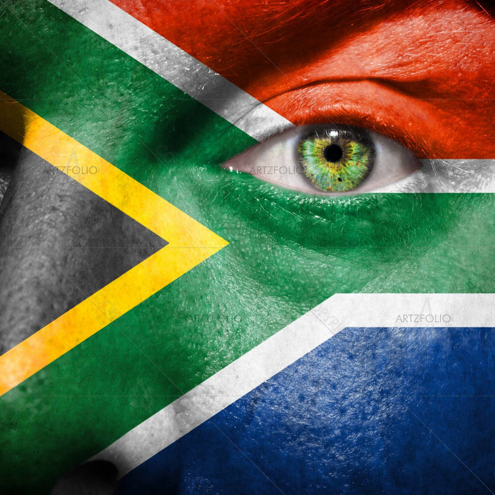 South African Flag Painted On A Face — custom-size art design 5002691