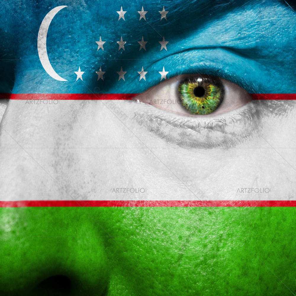 Uzbek Flag Painted On A Face — custom-size art design 5002692