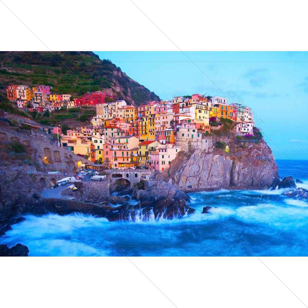 Manarola Fisherman Village In A Wind Storm, Italy — custom-size art design 5002698