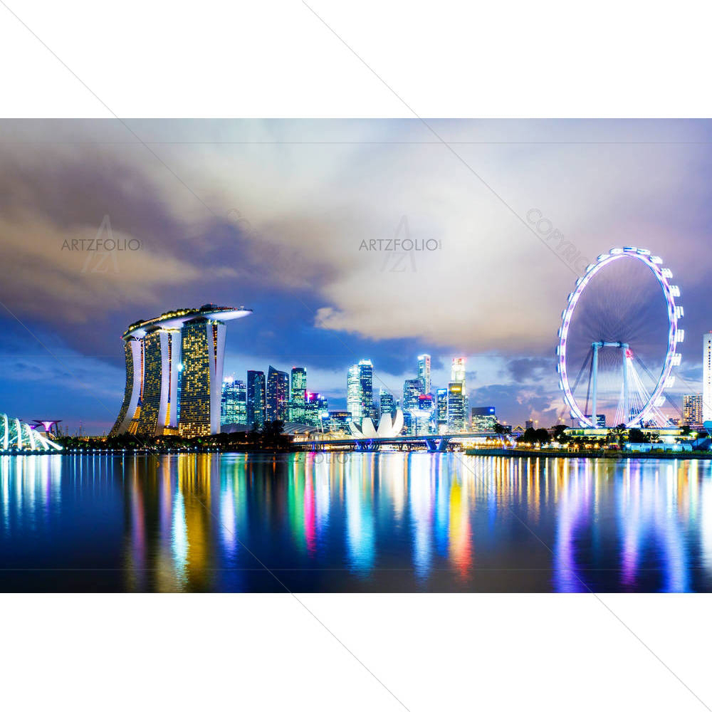 Singapore Skyline At Night — Architecture custom art by ArtzFolio