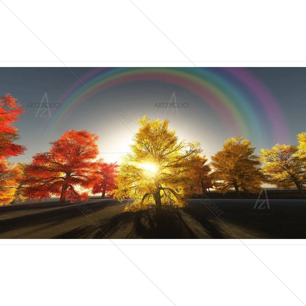 Rainbow Over Autumn Trees — Landscapes custom art by ArtzFolio