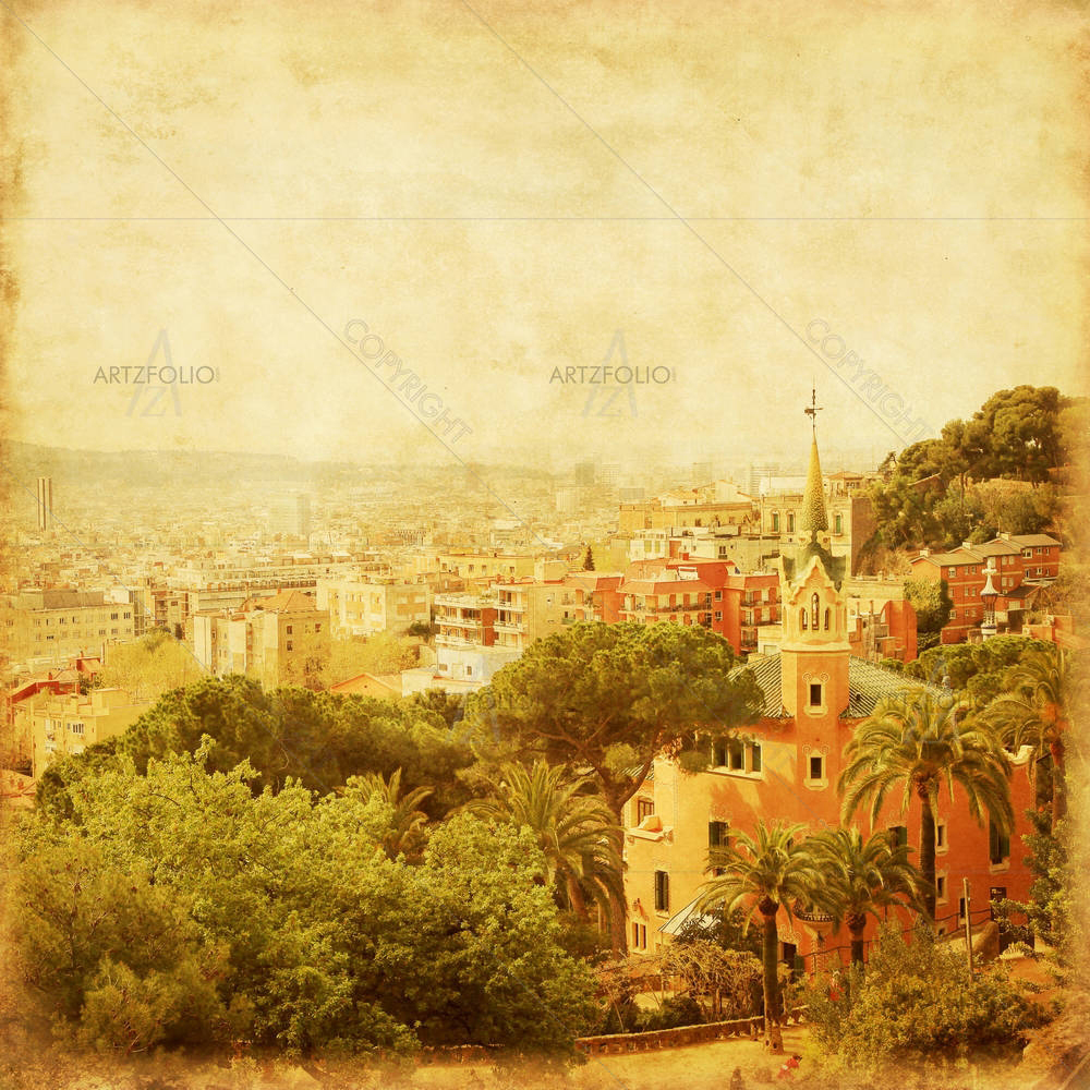 Barcelona From Park Guell, Spain — Devotional custom art by ArtzFolio