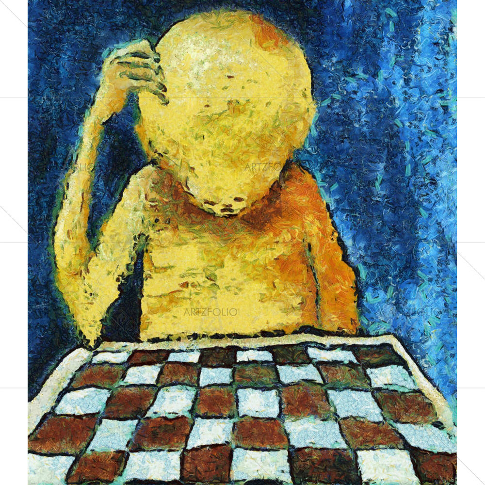 Lonesome Chess Player — custom-size art design 5002737