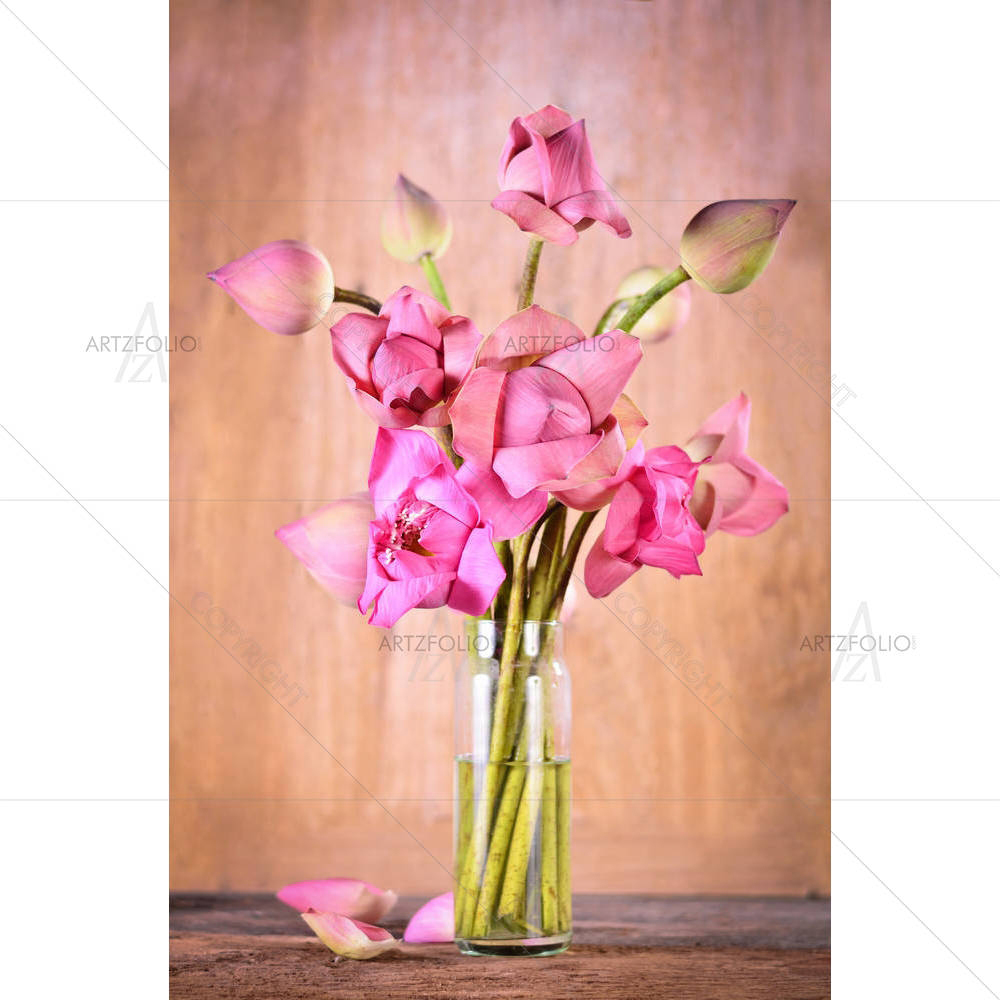 Pink Lotus Flowers — custom-size art design 5002743