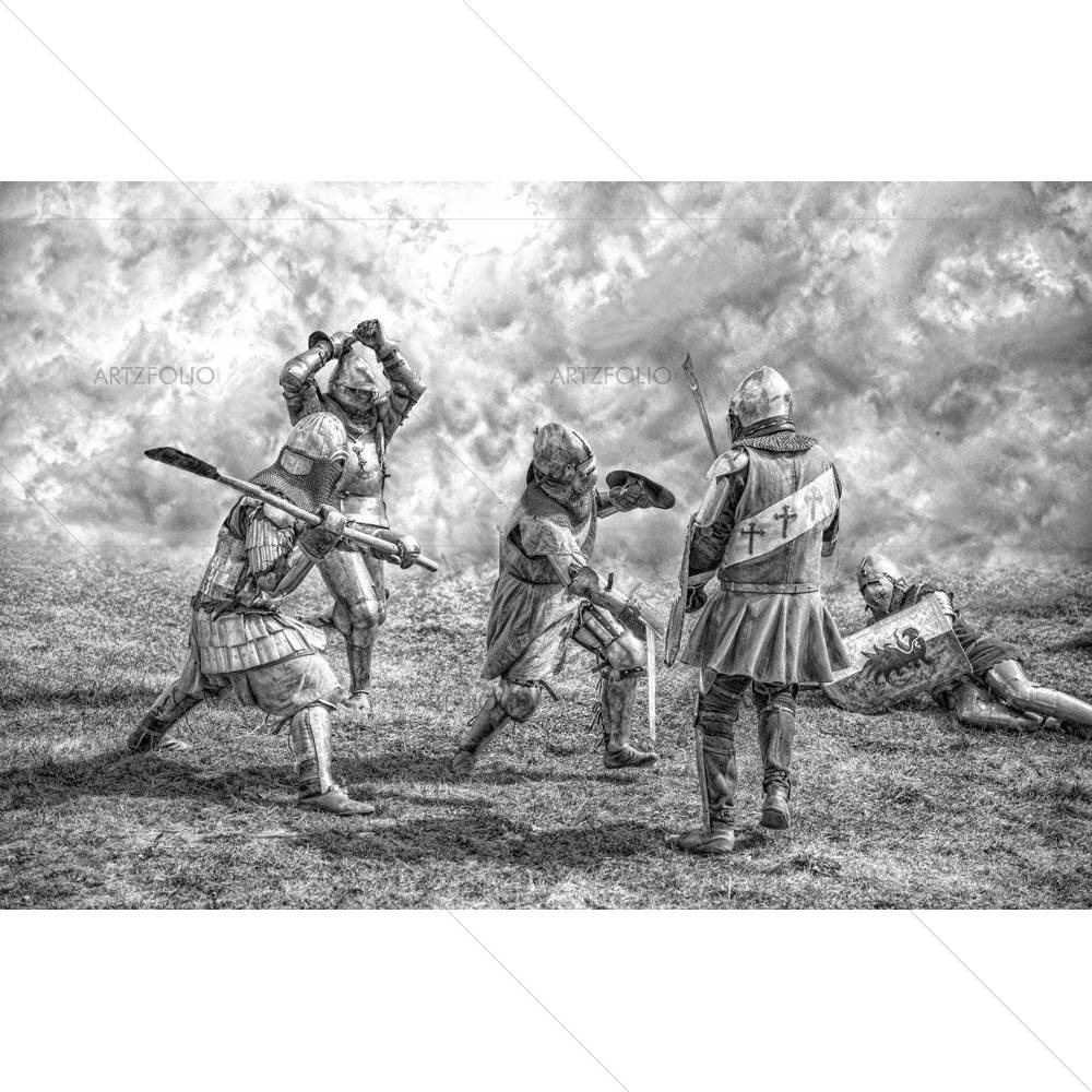 Medieval Knights Fighting In A Battle D1 — Ancient custom art by ArtzFolio