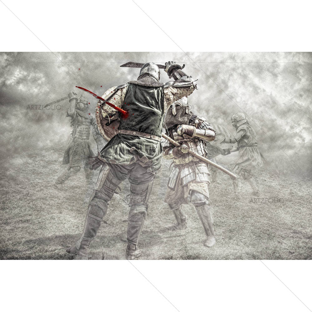 Medieval Knights Fighting In A Battle D3 — custom-size art design 5002746