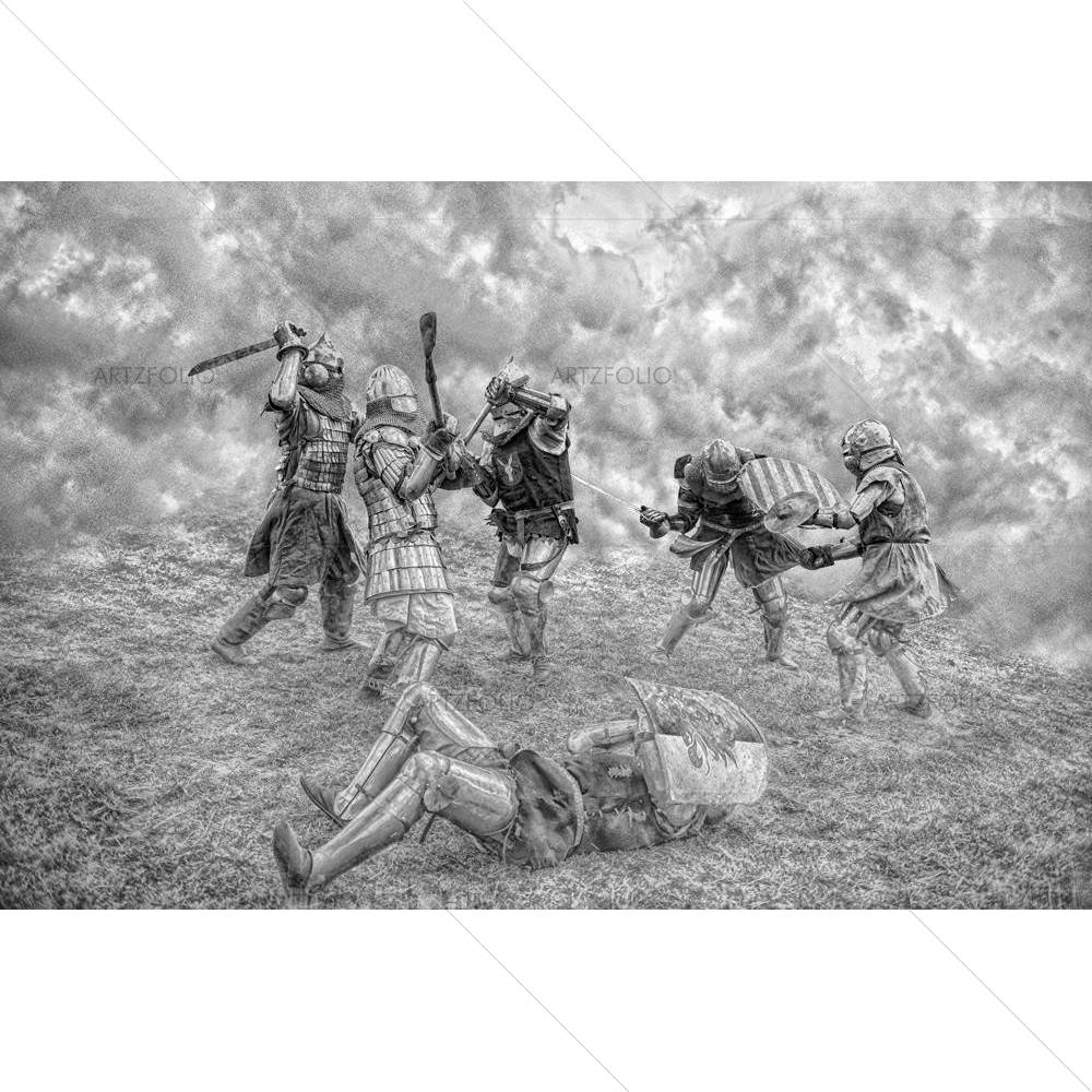 Medieval Knights Fighting In A Battle D4 — custom-size art design 5002747