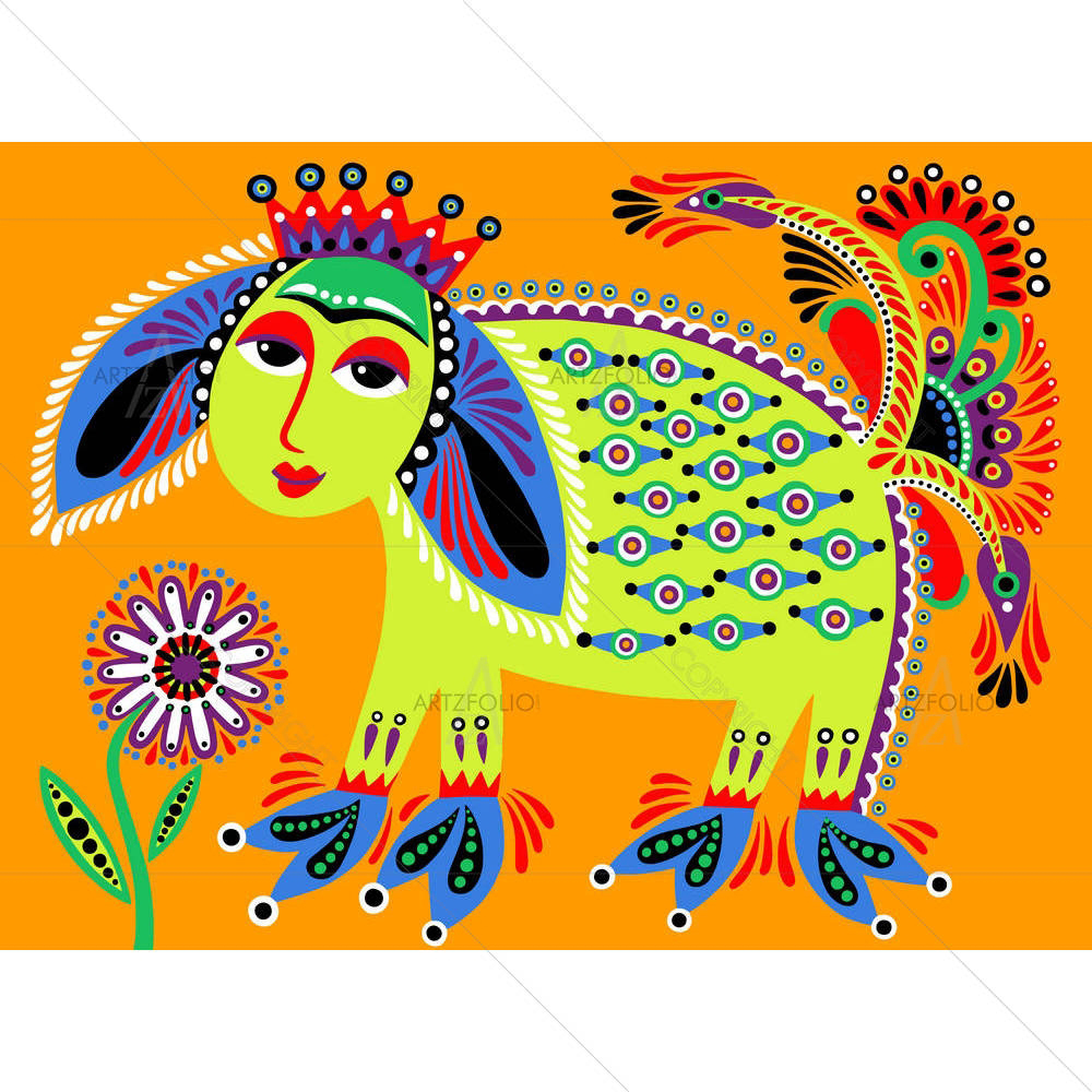 Ukrainian Tribal Ethnic Artwork Unusual Animal — custom-size art design 5002767