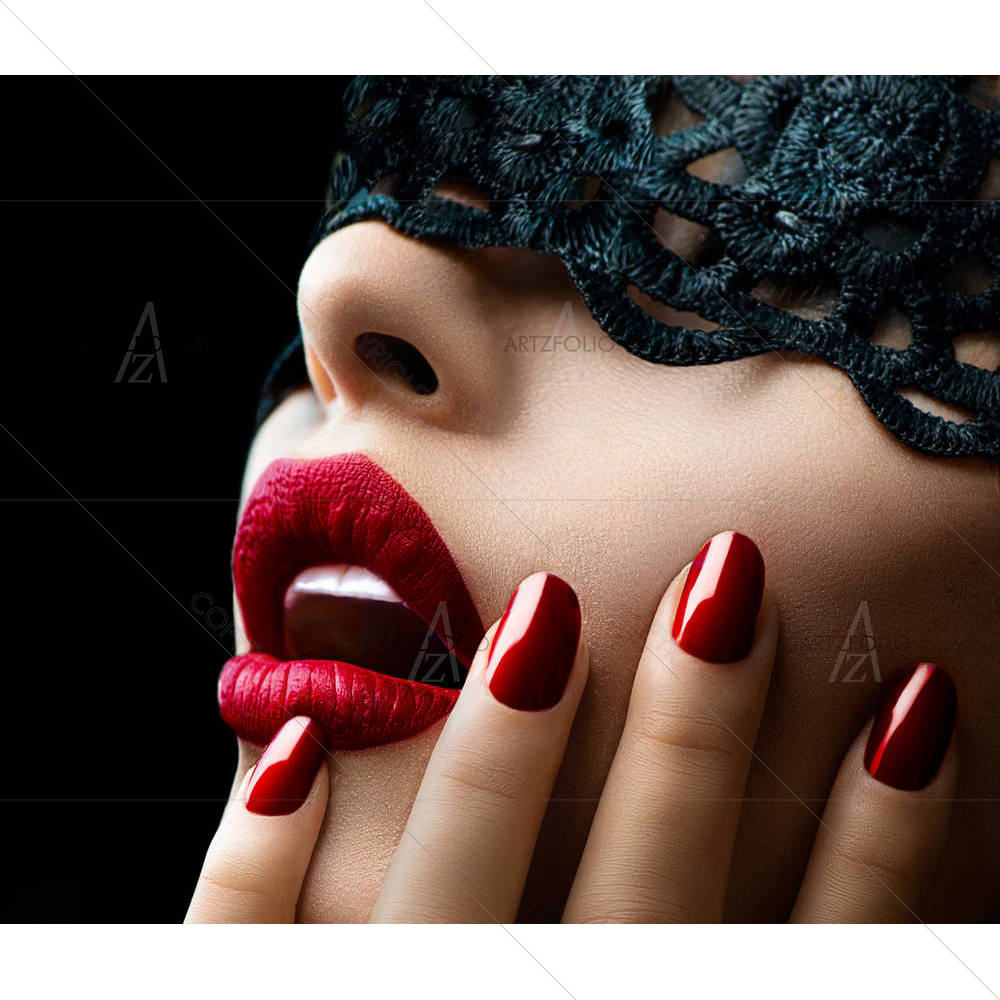 Woman With Black Lace Mask — Fantasy custom art by ArtzFolio