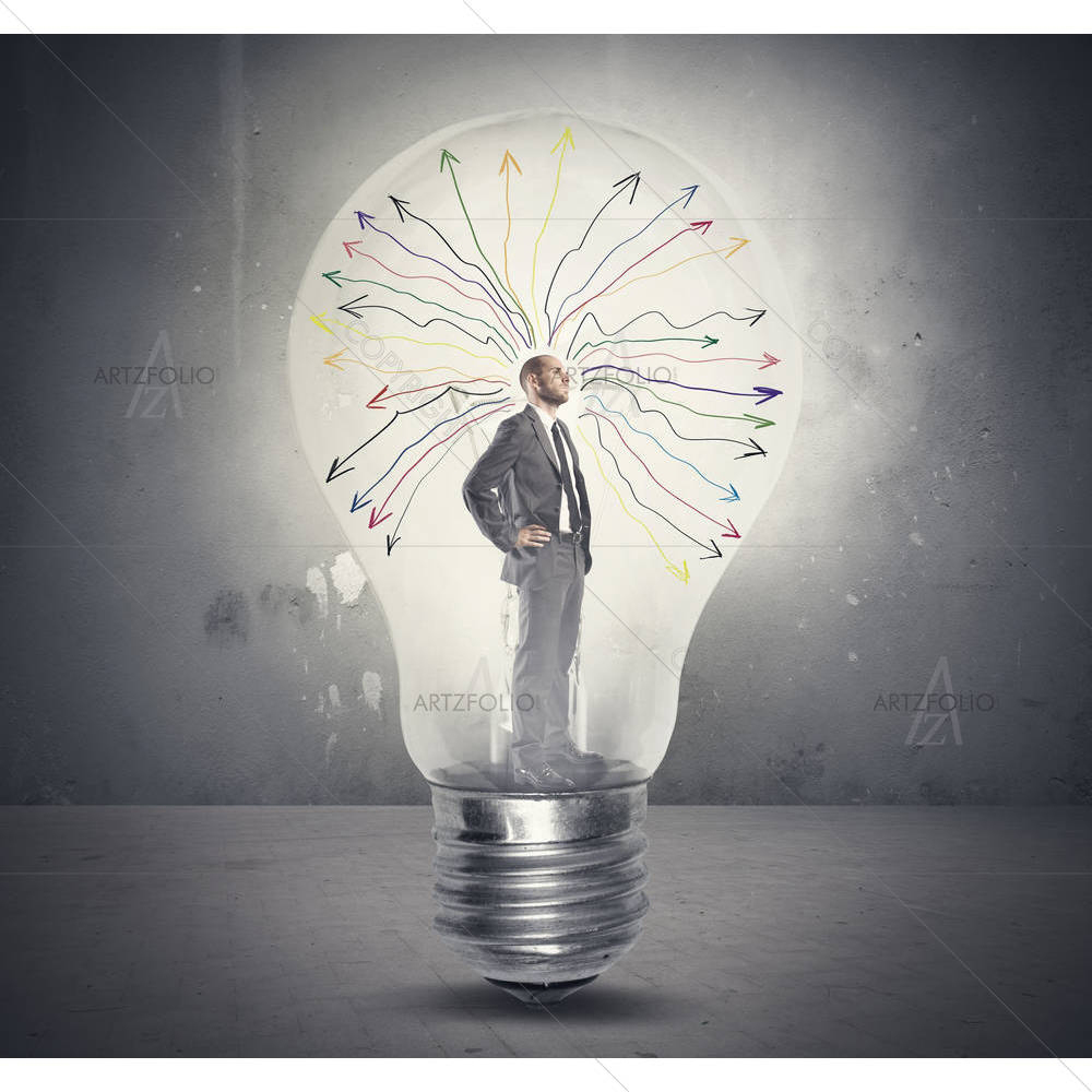 Businessman Thinking In A Light Bulb — custom-size art design 5002782