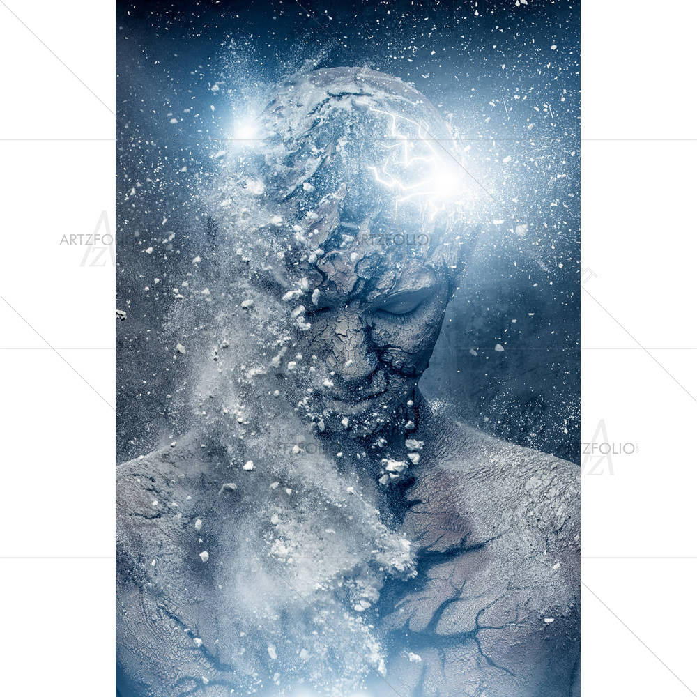 Man With Conceptual Spiritual Body Art D1 — custom-size art design 5002795