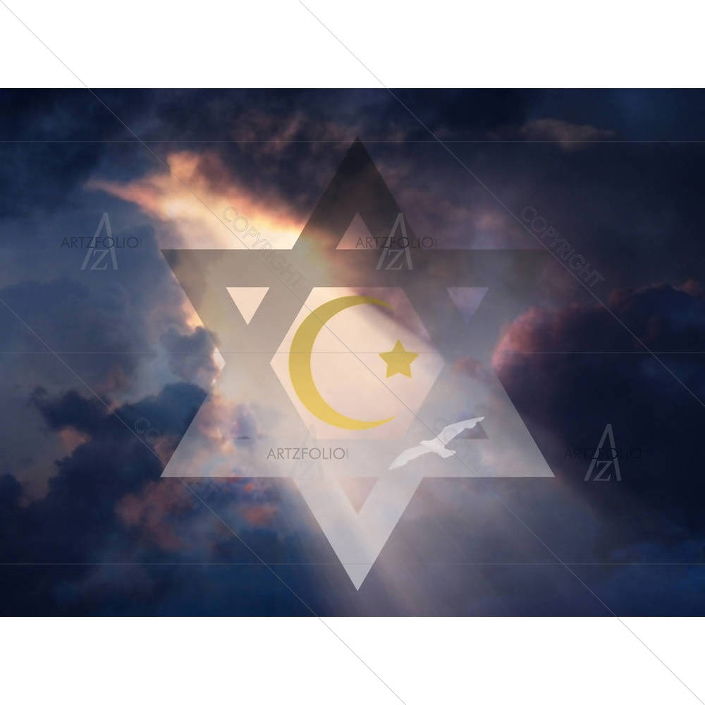 Jewish Star & Muslim Cresent — custom-size art design 5002796