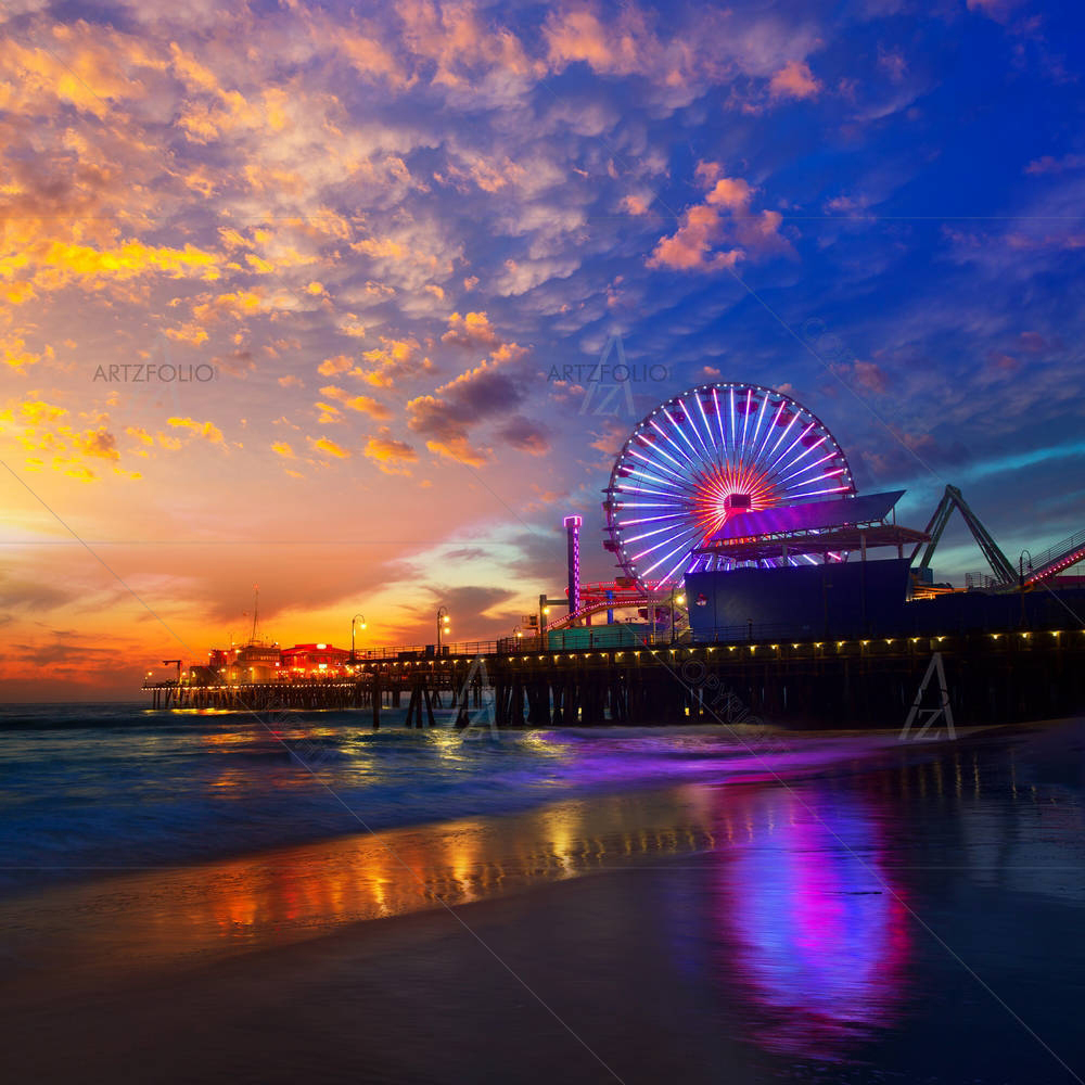 Santa Monica California Sunset — custom-size art design 5002799